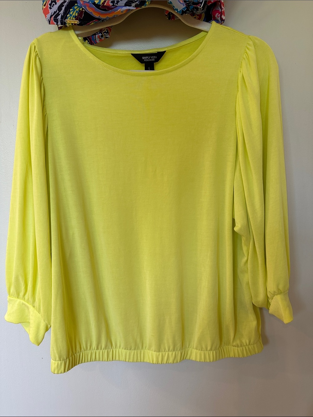 Simply Vera Vera Wang Neon Yellow Puff Sleeve Blouse